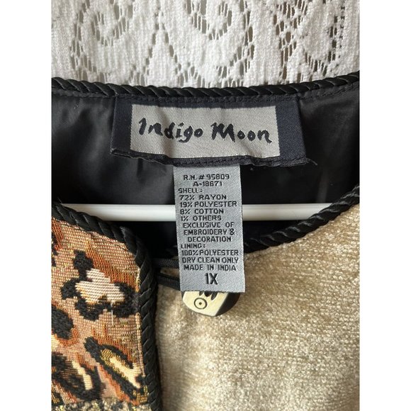 Vintage Indigo Moon Patchwork Animal Print Jacket Blazer Art to Wear Size 1X - Picture 3 of 4